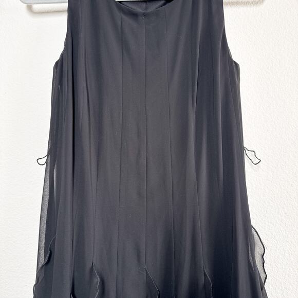 Vintage Evan Picone Ruffle Chiffon Black Fit & Flare Dress Size 4 - Picture 11 of 14